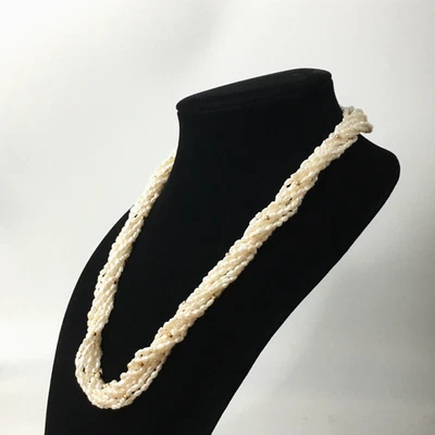 COLAR DE PÉROLAS SEMENTE DE ÁGUA DOCE 10 FIOS Torsade 14k FECHO DE OURO - Imagem 1 de 4