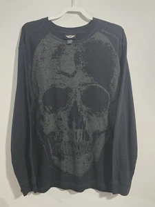 Y2K Vintage Harley-Davidson Motorcycles Big Skull Longsleeve T-Shirt Men's Sz XL - Picture 1 of 7
