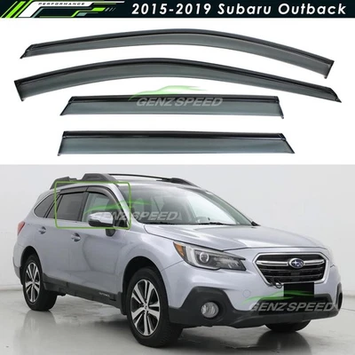 Para 2015-2019 Subaru Outback acabamento preto viseiras de janela coloridas fumaça protetores de chuva - Imagem 1 de 4