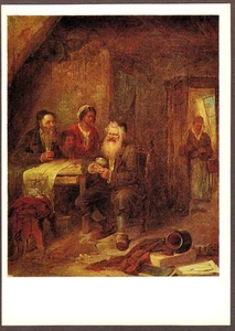 A.Rizzoni Russian postcard IN JEWISH APPRAISER'S ROOM Violin Magnifying glass - Picture 1 of 2