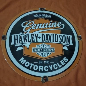 Placa bomba letrero esmalte porcelana Harley Davidson motocicleta (12 pulgadas) - Imagen 1 de 5