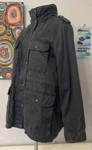 Fat Face - Wax Style - Utility Jacket - Navy - misto cotone - tasche UK 18 EU 46 - Foto 1 di 11