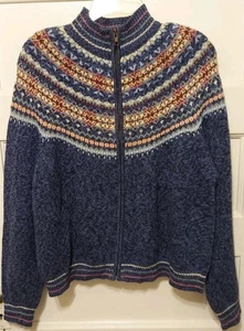 Cárdigan Suéter De Colección Tiara International Damas Talla Grande Azul Fair Isle Cremallera  - Imagen 1 de 10