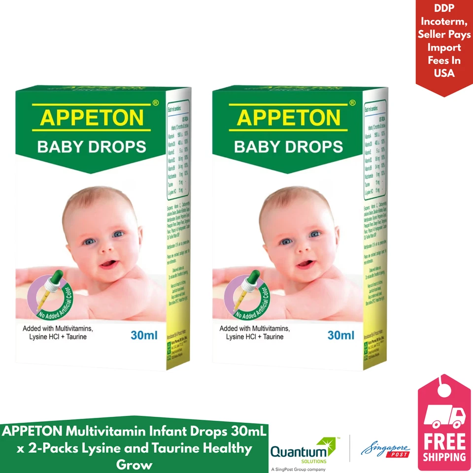 Gotas multivitamínicas para bebés APPETON 30 ml x 2 paquetes de lisina y taurina crecimiento saludable Foto 1 de 4