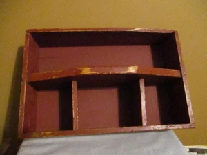 LARGE HAND MADE PAINTED TOTE BOX--WOOD--DIVIDED--GARDEN--TOOLS--DECOR--10 11/2"X - Picture 1 of 7