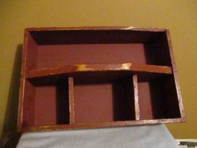 LARGE HAND MADE PAINTED TOTE BOX--WOOD--DIVIDED--GARDEN--TOOLS--DECOR--10 11/2"X - Image 1 of 4