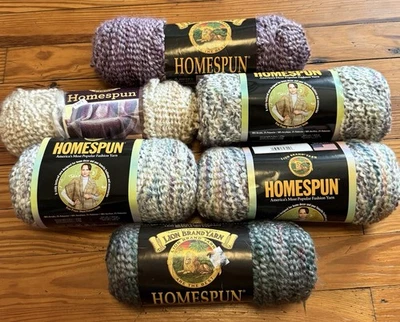 Lion Brand Yarn Homespun Lot Of 6 Assortment Of Colors - Image 1 of 4