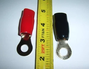 2 Wire Ring Terminals Gold 1/0 Gauge 3/8" Connectors Car Audio Big 3 Ground New - Picture 1 of 2