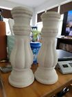 Pair of Fiji Ivory Crackle Ceramic Lampbase Taper Candle Holder 8" Tall  4A