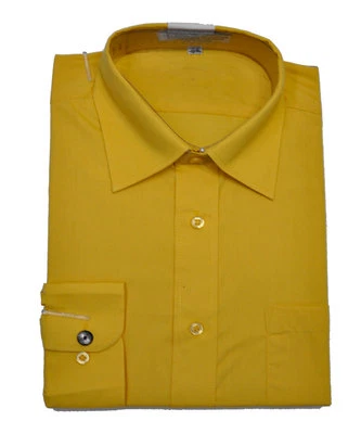 Camisa de vestir hombre color amarillo dorado manga larga 16 1/2 (34-35) Foto 1 de 2
