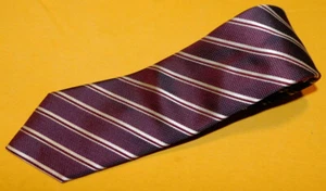 HUGO BOSS MADE IN ITALY BROWN/WHITE/RED STRIPED SLIM TIE - DESIGNER TIES. - Picture 1 of 3