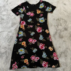Vestido para mujer Gudrun Sjoden manga corta cuello redondo XS negro floral modal - Imagen 1 de 6