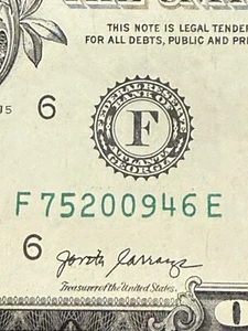 2017A $1 Dollar Bill DATE NOTE 2009 (75200946) F District E Run - Picture 1 of 6