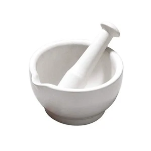 White Stoneware Spice Pepper Paste Herb Crusher Mortar & Pestle Set Kitchen Home - Picture 1 of 1