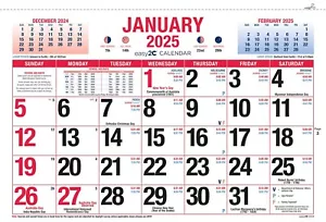 CALENDAR 2025 EASY2C (Easy to see calendar) - Picture 1 of 1