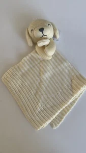 Carters Strick Welpe Hund Sicherheitsdecke hellbraun gelb gestreift Baby Lovey 68045 Neu mit Etikett - Bild 1 von 8