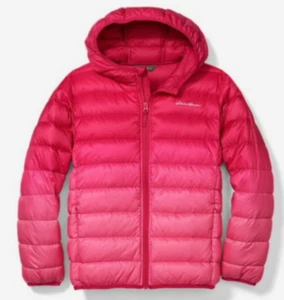 EDDIE BAUER Girls Reversible Puffer Down Jacket Size LARGE 14/16 Pink - NWT - Picture 1 of 9