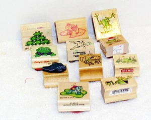 11 kleine Holzstempel; verschiedene Froschstempel - Bild 1 von 6