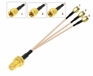 Wi-Fi Antenna Triple Splitter SMA Female Adapter Extension Cable Metal Cord Part