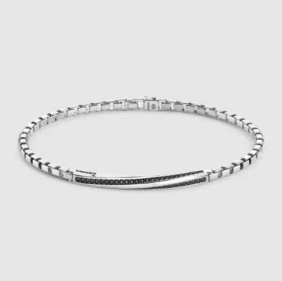 Bracciale uomo Zancan argento 925 con targa e spinelli neri EXB731 - Immagine 1 di 3