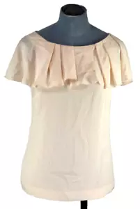 REISS Blouse Ruffle Cape Collar Light Pink 100% Silk Elegant Top UK 6 FRIDA - Picture 1 of 17