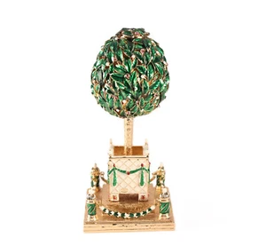 1911 Bay Tree Royal Imperial Faberge Easter Egg w/ Hidden Bird Enamel Music Box - Picture 1 of 15