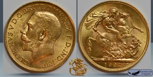 1927 Great Britain, Sovereign, 0.2354 oz Pure Gold, Uncirculated S. Africa C8134 - Picture 1 of 3