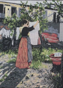 Printed needlepoint canvas 40x50cm Laundry Day Canvas Only 40103 Gobelin L - Picture 1 of 1