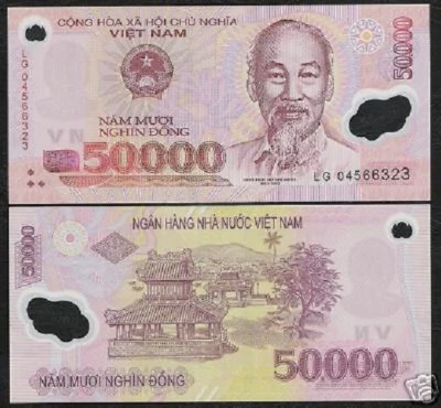 VIETNAM 50000 DONG P-121 2004 Rare date POLYMER BOAT HCM WORLD MONEY BANK NOTE - Image 1 of 2