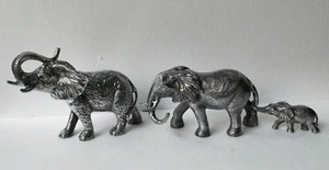 Decorative Aluminium Elephant Collection Group Statue Set of 3 pcs * - Picture 1 of 9