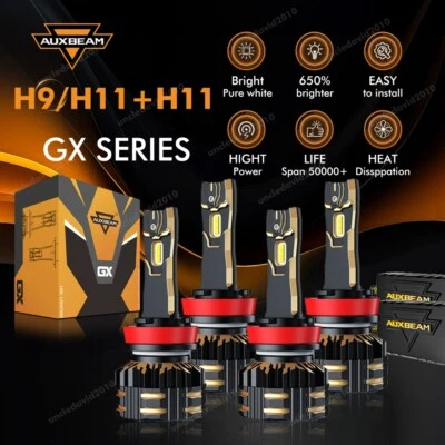 4x AUXBEAM LED Headlights Bulbs For Chevy Silverado 1500 2500HD 3500HD 2022 2023 - Image 1 of 4