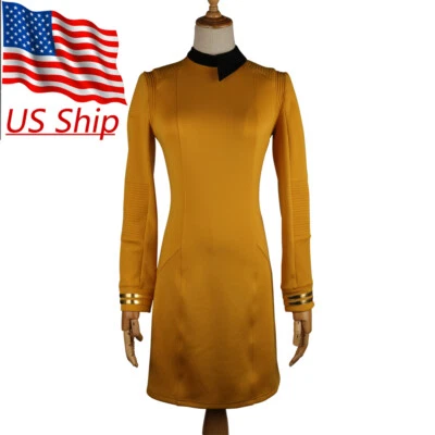 Discovery Temporada 2 Flota Estelar Mujer Vestidos Dorados Insignia Conjunto Disfraces Trajes Foto 1 de 4