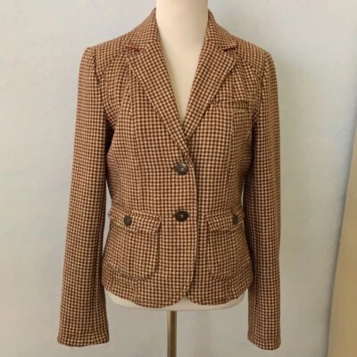 Brown & Tan Patterned Wool Blend Blazer Jacket - Image 1 of 4