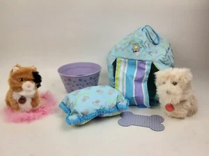 American Girl Doll Pets Ginger Calico Cat Tabby 5" Collar & Coconut Dog 2000's - Picture 1 of 19