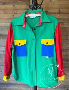 1970’s Vintage Wrangler “PETER MAX” Wool Coat. Large 42-44. Green. Red. Yellow. - Picture 1 of 10