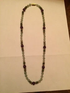 Handgefertigte handgemachte Perlen Amethyst Aventurin & Jade Halskette 20" - Bild 1 von 10