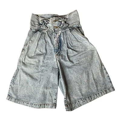 Pantalones Cortos Denim Jordache Años 80 Vintage Junior Cintura Alta Plisados Talla 9/10 Foto 1 de 4