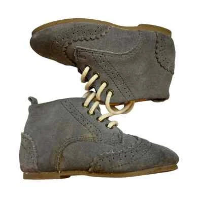 Anchor & Fox Charcoal Suede Brogue Lace Up Boot Unisex Baby Size 7 - Image 1 of 4