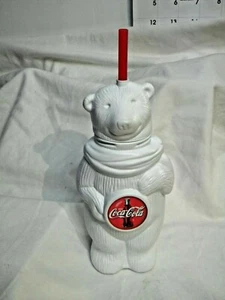 ENJOY COCA COLA OSO POLAR DE COLECCIÓN TAZA DE PAJA PARA SORBER MOLDE DE PLÁSTICO CANADÁ - Imagen 1 de 6