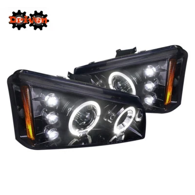 For 03-07 CHEVY SILVERADO 1500/2500 HD HALO LED PROJECTOR HEADLIGHTS SMOKED - Image 1 of 4