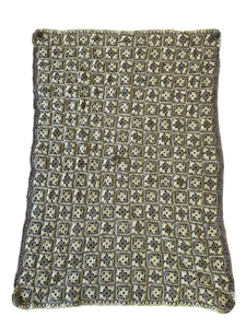 Handmade Crochet Baby Blanket Lap Throw Afghan Pom Poms Gray Mint Green 36 x 52 - Picture 1 of 10