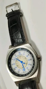 Bijoux Terner Mens Watch & Tachymeter Face White & Yellow Case Silver Color - Picture 1 of 10