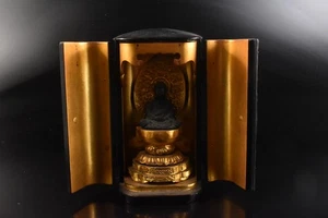S3002: Japanese Wooden Lacquer ware MINIATURE SHRINE Zushi Buddhist art - Picture 1 of 8