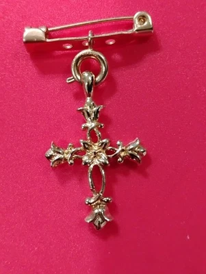 Colgante Cruz Chapado en Oro Amarillo Para Collar Filigrana Elegante Brillante Mediano Grande Foto 1 de 2