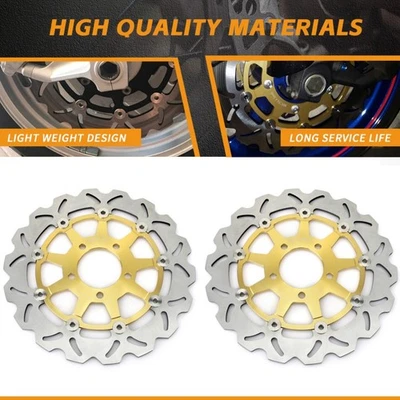 Gold Front Brake Rotors Discs For Suzuki GSXR 750 600 2004 2005 GSXR 1000 03 04 - Image 1 of 4