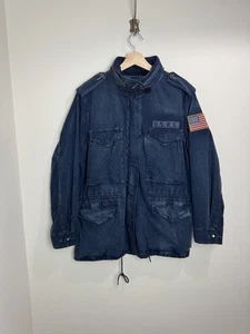Polo Ralph Lauren Denim Utility Jacket Mens M Indigo Blue Pockets Chore Workwear - Picture 1 of 14