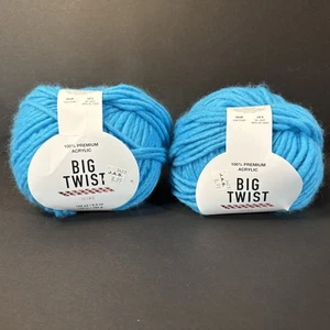 LOT OF 2 Joann Big Twist Icing Yarn-- Cyan Crush blue- roving, new discontinued - Picture 1 of 8