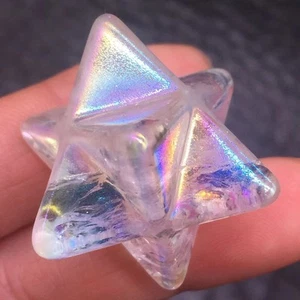 Rainbow Angel Aura Natural Clear Quzrtz Crystal Merkaba Star Meditation Healing - Picture 1 of 18