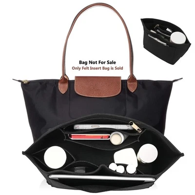 BRABDED Felt Liner Insert Bag for Longchamp Handbag Makeup Travel Purse Organizer