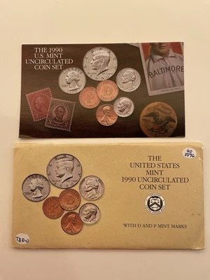 1990 US Mint Uncirculated Coin Set Philadelphia and Denver Mints. 10 Total Coins - Image 1 of 4